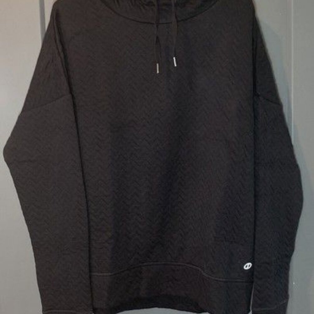 Womens Hooded Sweatshirt Size XL Black Quilted Spalding Activewear